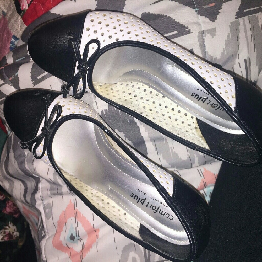 Black and white pumps